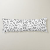 Blauw Zwart Kerstmis Patroon Doodle Lichaamskussen (Achterkant)