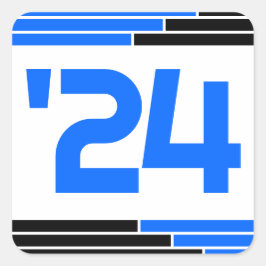 Blauw & Zwart Klasse van '24 Afstuderen Vierkante Sticker