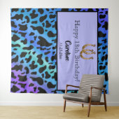 Blauw & Zwart Koe Vlekken, Goud Hoefijzer Verjaard Wandkleed (In Situ (horizontaal))