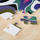 Blauw, zwart, koraal, witte zwepen, marmer als kun legpuzzel (Zijkant)