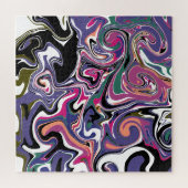 Blauw, zwart, koraal, witte zwepen, marmer als kun legpuzzel (Horizontaal)