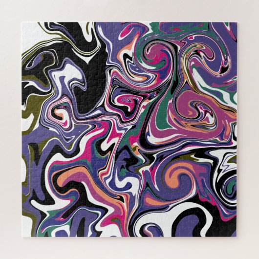 Blauw, zwart, koraal, witte zwepen, marmer als kun legpuzzel (Horizontaal)