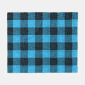 Blauw Zwart Kruisraster Buffalo Check Fleece Deken (Voorkant (Horizontaal))