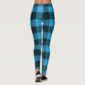 Blauw Zwart Kruisraster Buffalo Check Leggings (Achterkant)