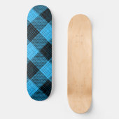 Blauw Zwart Kruisraster Buffalo Check Persoonlijk Skateboard (Voorkant)