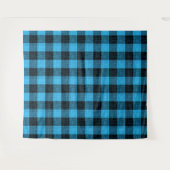 Blauw Zwart Kruisraster Buffalo Check Wandkleed (Voorkant (horizontaal))