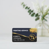 Blauw Zwart Lagen Gouden Golf Schilder Visitekaartje (Staand voorkant)