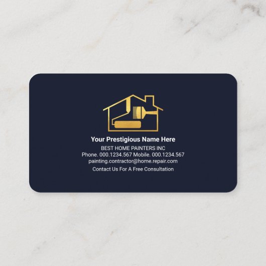 Blauw Zwart Lagen Gouden Golf Schilder Visitekaartje (Achterkant)