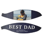 Blauw zwart leder Afdrukken Beste vader Foto Basketbal (Panelen)
