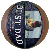 Blauw zwart leder Afdrukken Beste vader Foto Basketbal (Verticaal)