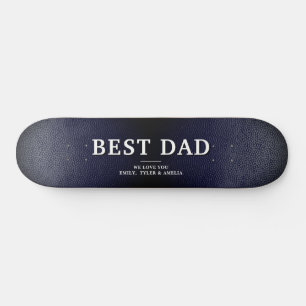 Blauw zwart leder Beste vader Dag Persoonlijk Skateboard