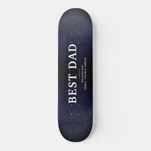 Blauw zwart leder Beste vader Dag Persoonlijk Skateboard (Voorkant)