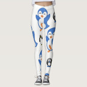Blauw Zwart leggings Pinguïn Lang (Voorkant)