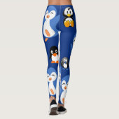 Blauw Zwart leggings Pinguïn Lang (Achterkant)