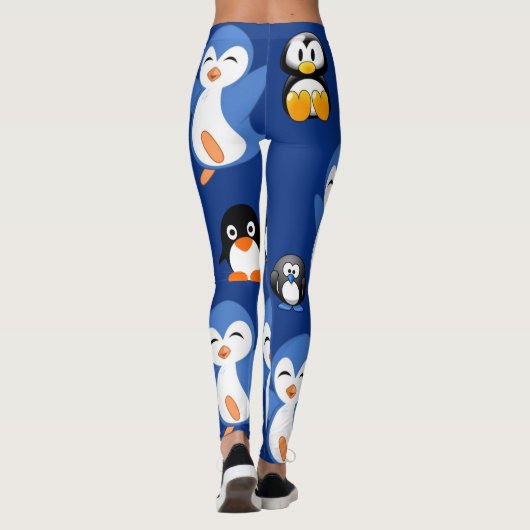 Blauw Zwart leggings Pinguïn Lang (Achterkant)