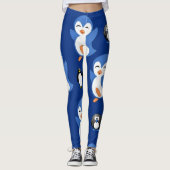 Blauw Zwart leggings Pinguïn Lang (Voorkant)