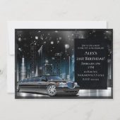 Blauw & Zwart Limo Nacht in de Stad Verjaardagsfee Kaart (Voorkant)