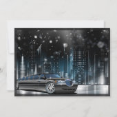 Blauw & Zwart Limo Nacht in de Stad Verjaardagsfee Kaart (Achterkant)