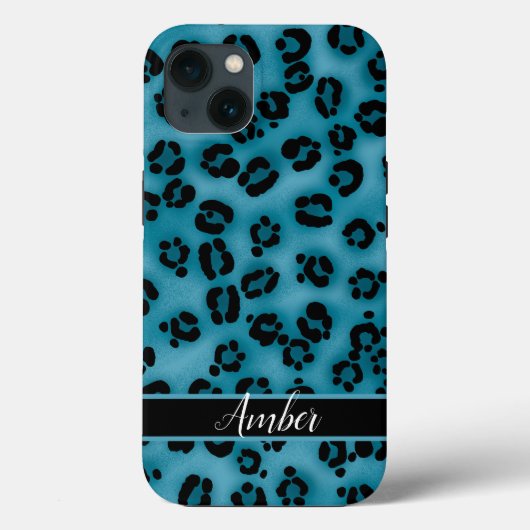 Blauw Zwart Luipaardprint Persoonlijk Case-Mate iPhone Case (Achterkant)