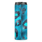 Blauw & Zwart Luipaardprint Vlekken Custom Thermosbeker (Achterkant)