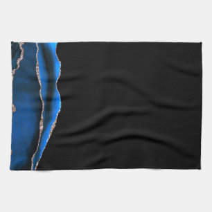 Blauw Zwart Marmer Vergulde Agaat Theedoek