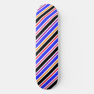 Blauw Zwart Meerkleurige Kleuren Strepen Persoonlijk Skateboard