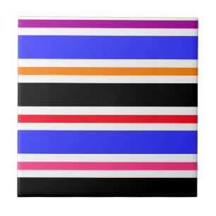 Blauw Zwart Meerkleurige Kleuren Strepen Tegeltje