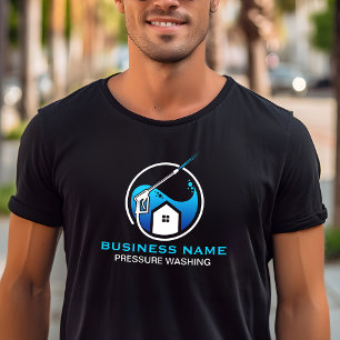 Blauw Zwart Modern Drukreiniging Schoonmaken T-shirt