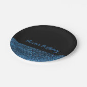 Blauw & Zwart Modern Glam Sequins Chic Party Papieren Bordje (Gekanteld)