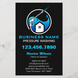 Blauw Zwart Modern Reinigen met Hoge Druk Reinigin Flyer