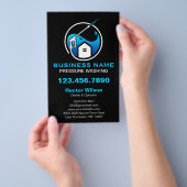 Blauw Zwart Moderne Druk Wassen Reiniging Flyer (Hand)