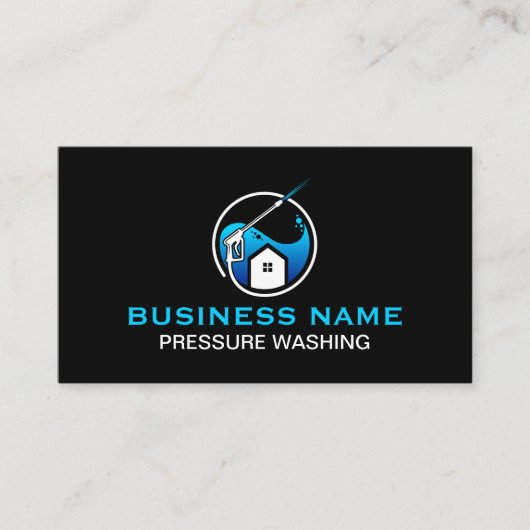 Blauw Zwart Moderne Druk Wassen Reiniging Visitekaartje (Voorkant)