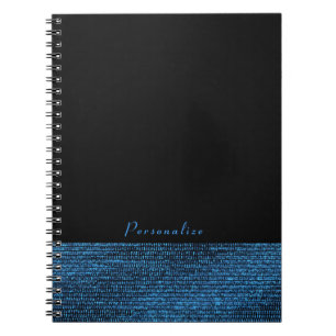 Blauw & Zwart Moderne Glam Pailletten Elegante Chi Notitieboek