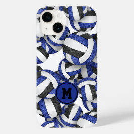 Blauw zwart monogram meisjes volleybal Case-Mate iPhone 14 hoesje