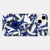 Blauw zwart monogram meisjes volleybal Case-Mate iPhone case (Achterkant (horizontaal))
