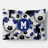 blauw-zwart monogrampatroon van voetballen etui (Voorkant)