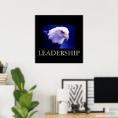 Blauw zwart Motivatie leiderschap Eagle Poster (Thuiskantoor)