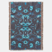 Blauw zwart Nautilus shell patroon bang geometrie Deken (Voorkant Verticaal)