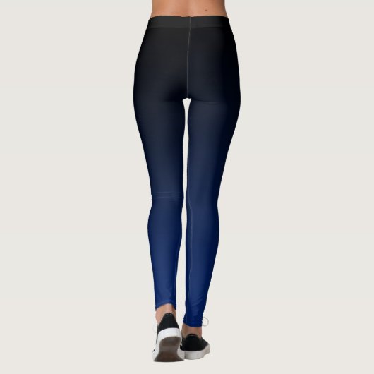 Blauw Zwart Ombre Gradient Custom Business Logo Leggings (Achterkant)