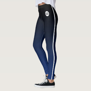 Blauw Zwart Ombre Gradient Custom Business Logo Leggings