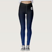Blauw Zwart Ombre Gradient Custom Business Logo Leggings (Voorkant)