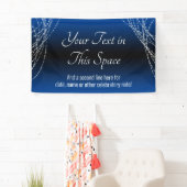 Blauw Zwart Ombre Light Strings Voeg je eigen teks Spandoek (Insitu)