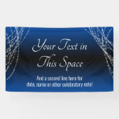 Blauw Zwart Ombre Light Strings Voeg je eigen teks Spandoek (Horizontaal)