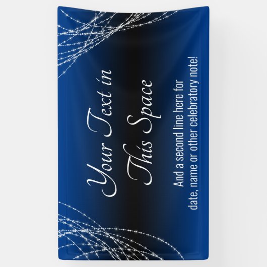 Blauw Zwart Ombre Light Strings Voeg je eigen teks Spandoek (Verticaal)