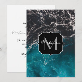 Blauw zwart ombre zee Monogram Kaart