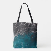 Blauw zwart ombre zee Monogram Tote Bag (Achterkant)