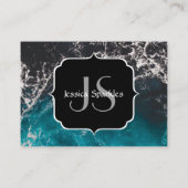Blauw zwart ombre zee Monogram Visitekaartje (Achterkant)