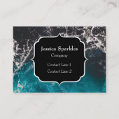 Blauw zwart ombre zee Monogram Visitekaartje (Voorkant)