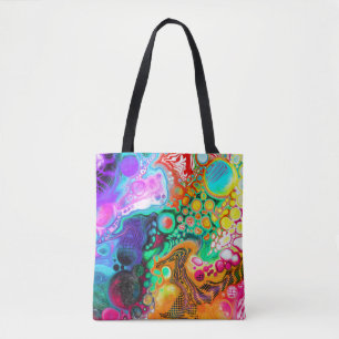 Blauw, zwart, Paars, geel Tote Bag