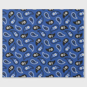 Blauw & Zwart Paisley Gift Wrap Cadeaupapier (Vlak)